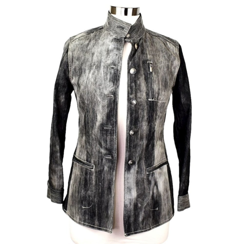Jax Country Black Bleached Moto Jean Jacket